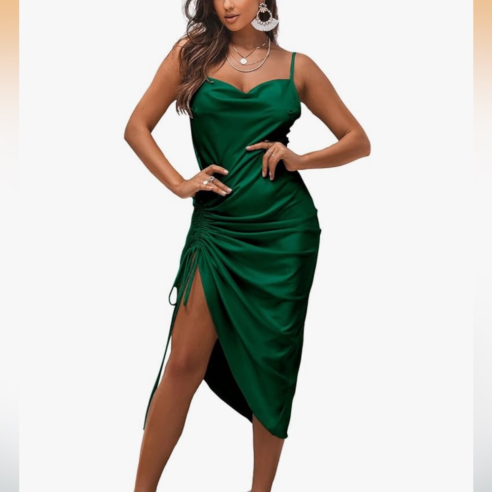 NWT: Elegant Green Satin Dress